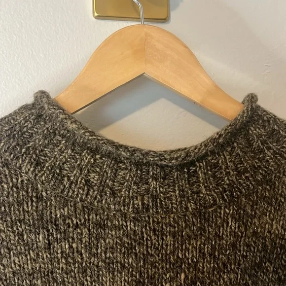 Vintage Abercrombie & Fitch 100% Shetland Wool Green Funnel Neck Sweater Sz L - Picture 4 of 8